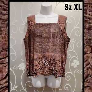 WOMENS BROWN MULTI PATTERNED SLEEVELESS TOP SIZE XL
